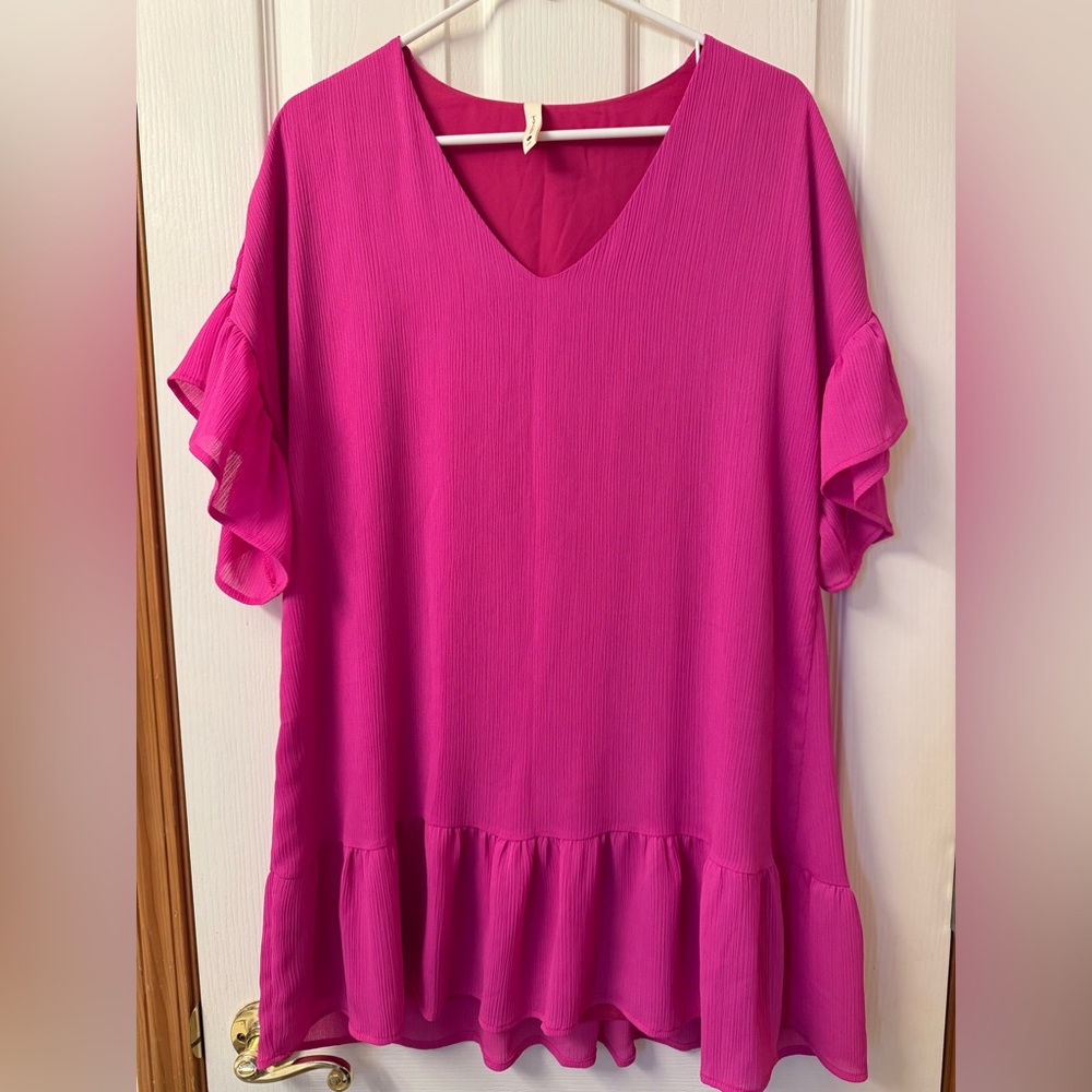 Tyche Ruffle Trim Shift Dress Size L